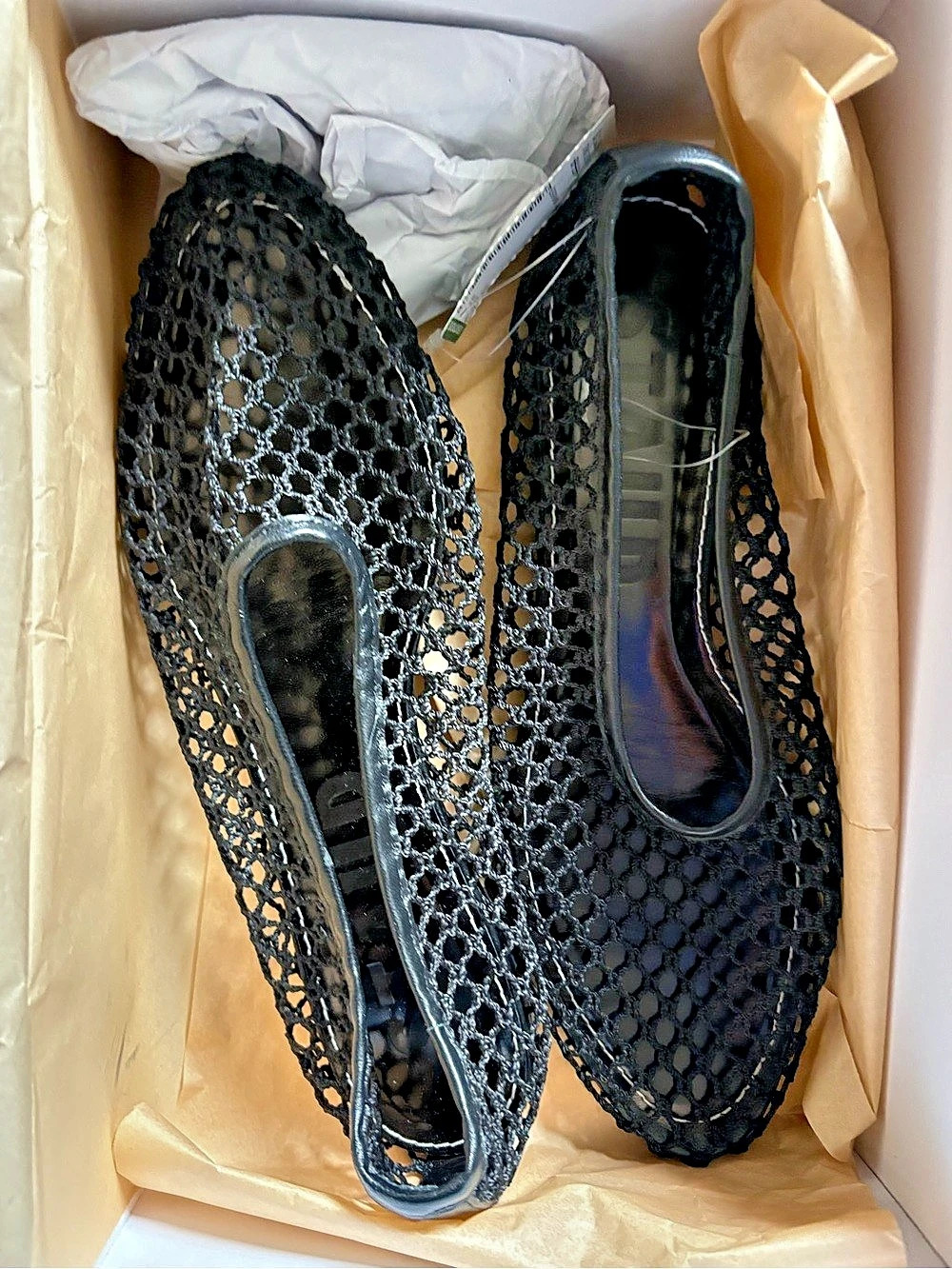 STAUD Alba Ballet Black Mesh Ballet Flats US 11 NWT